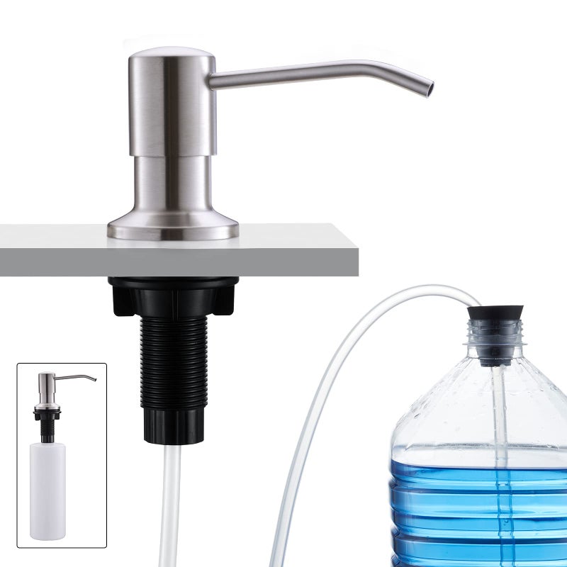 CREA Dish Soap Dispenser for Kitchen Sink, Built-in Countertop Set with 39" Tube & 17oz Bottle, Stainless Steel Pump - Image 1